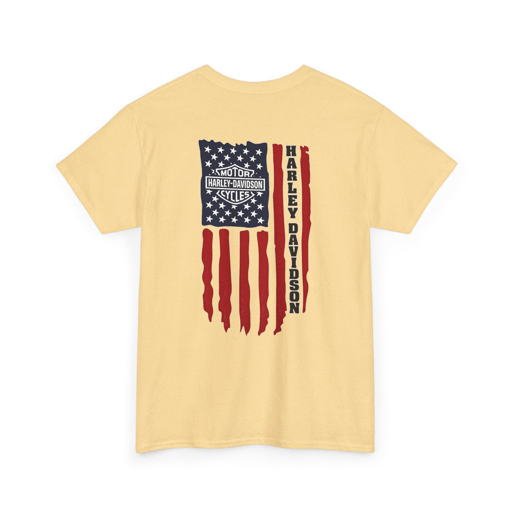 Harley-Style Flag Tee — American Motorcycle Logo T-Shirt