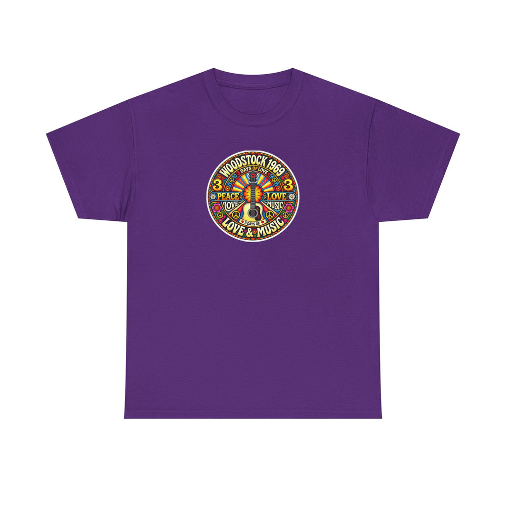 Woodstock 1969 Peace & Love Graphic Cotton T- Shirt / Tee