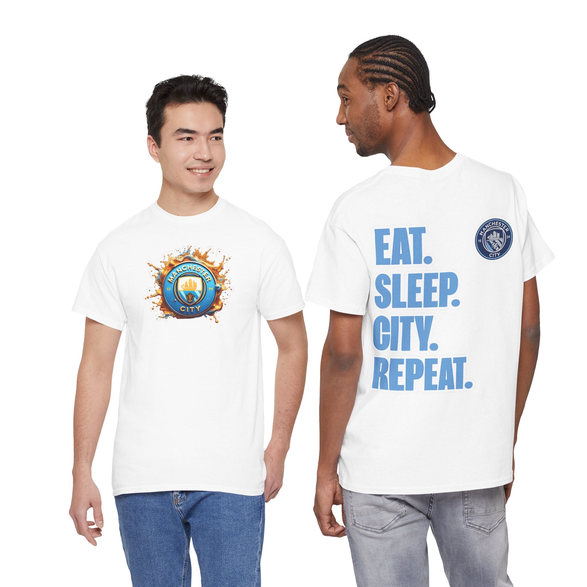 Manchester City T-Shirt – 'Eat. Sleep. City. Repeat.' Football Fan Tee