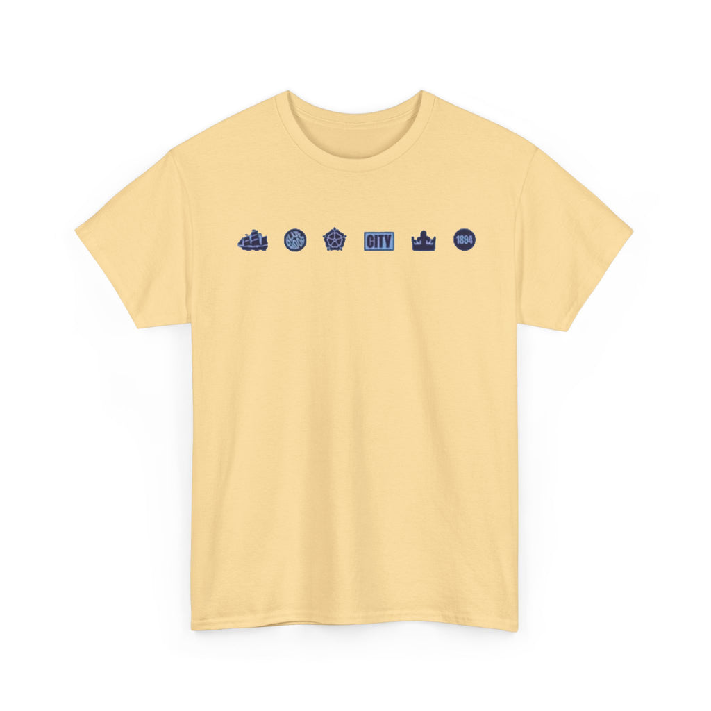 Manchester City Minimal City Icons Tee — Navy Skyline Icons Chest Print
