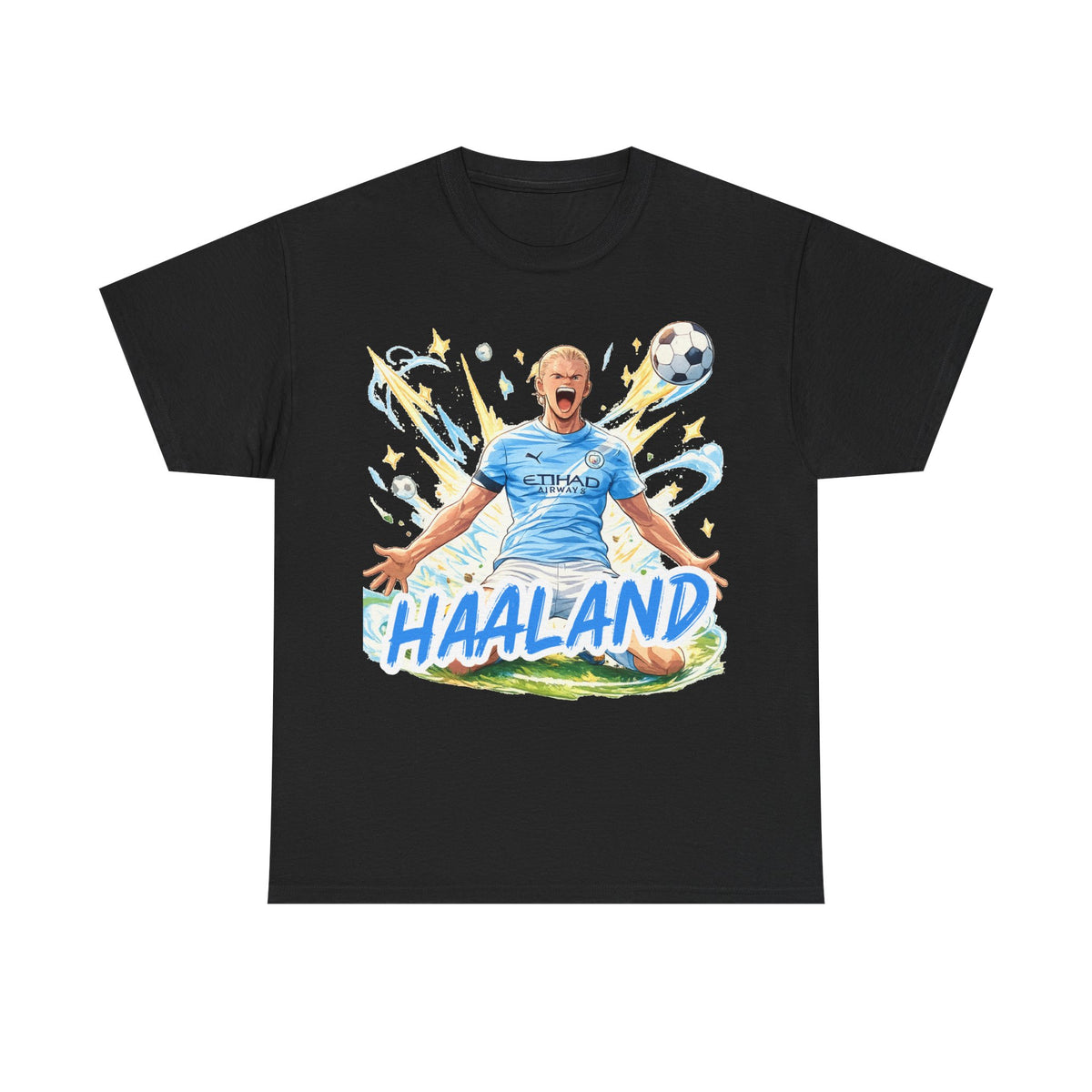 Erling Haaland Anime Fan Tee — Celebratory Football Player Graphic T-Shirt