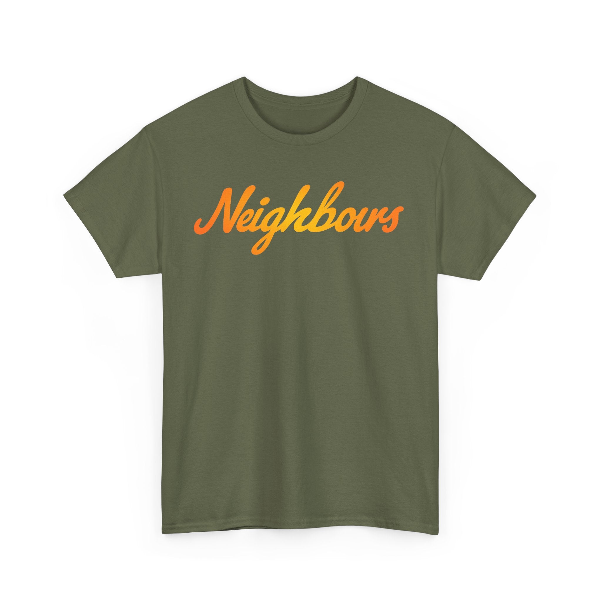 Neighbours Script T‑Shirt — Retro Orange Neighborhood Tee
