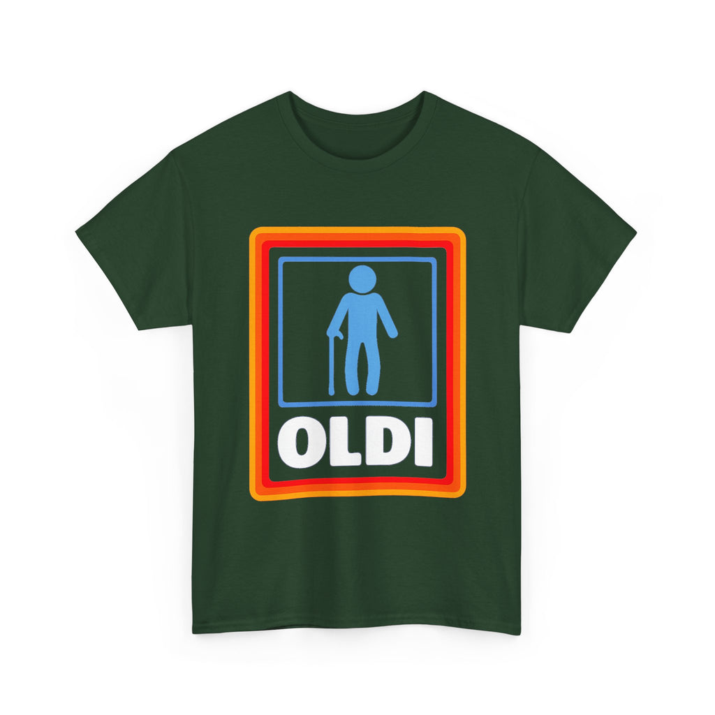 Oldi Retro Logo Tee — Funny Elderly Humour T-Shirt