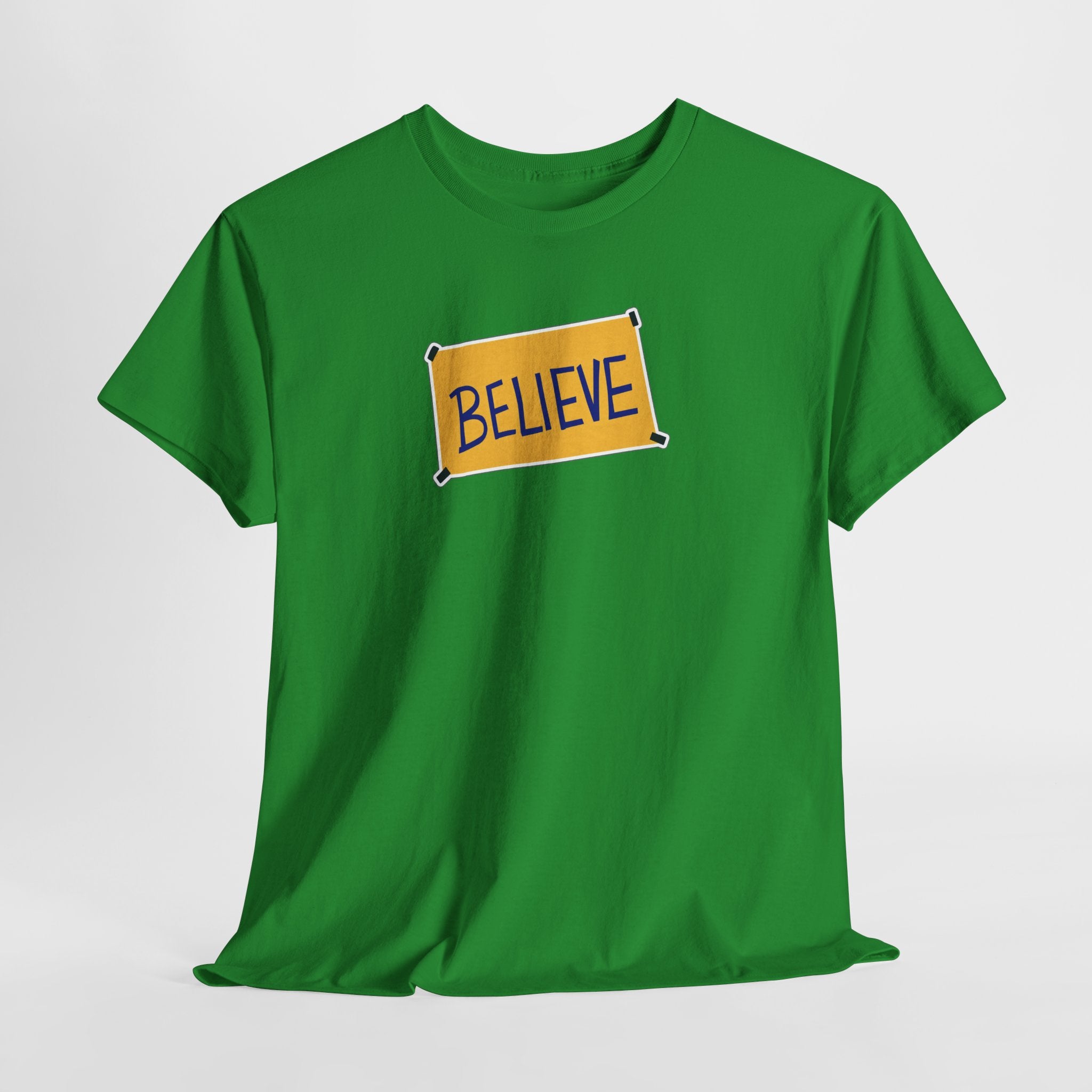 Ted Lasso Inspired Believe Graphic Tee — Inspirational Yellow Patch T-Shirt