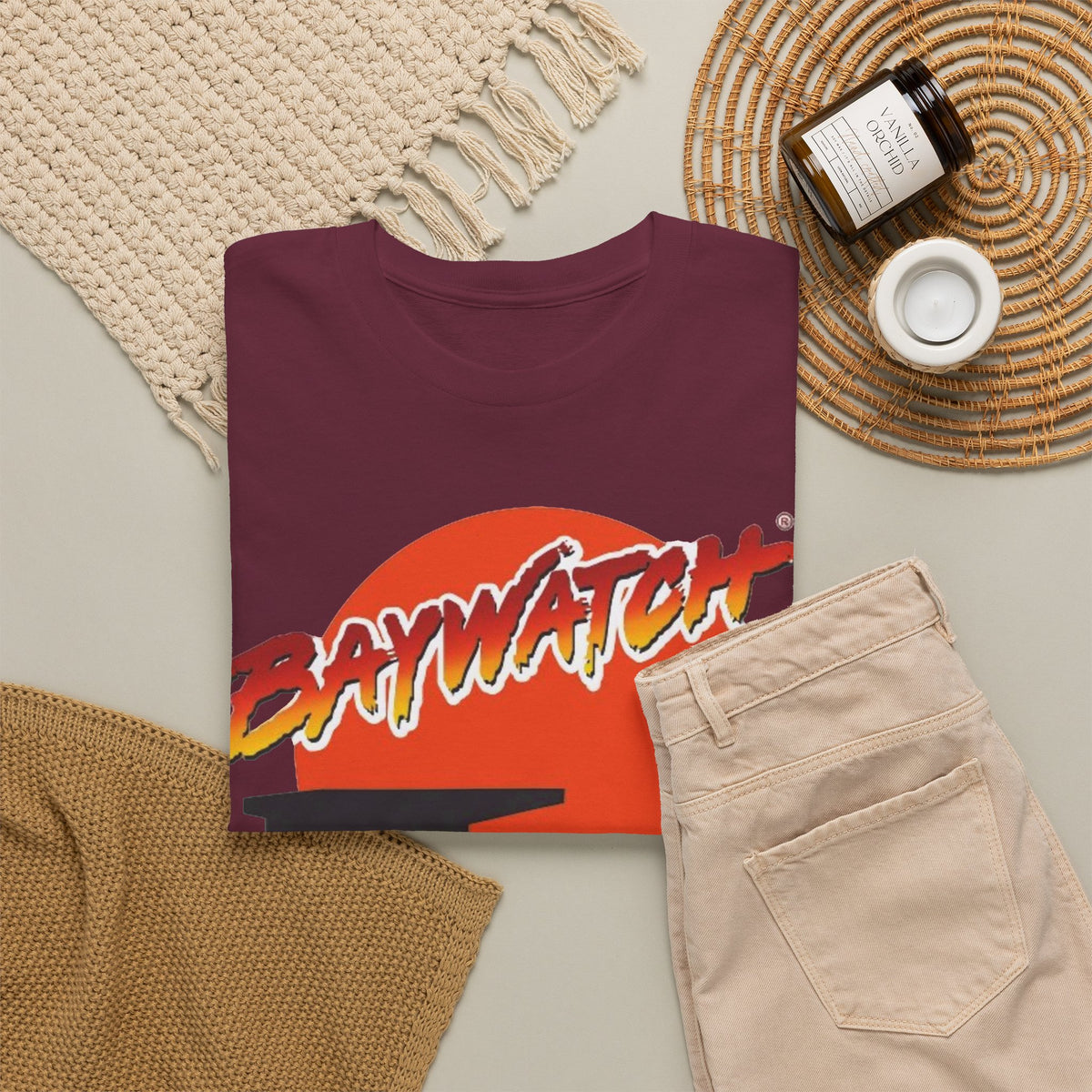 Baywatch Lifeguard Sunset Cotton T-Shirt