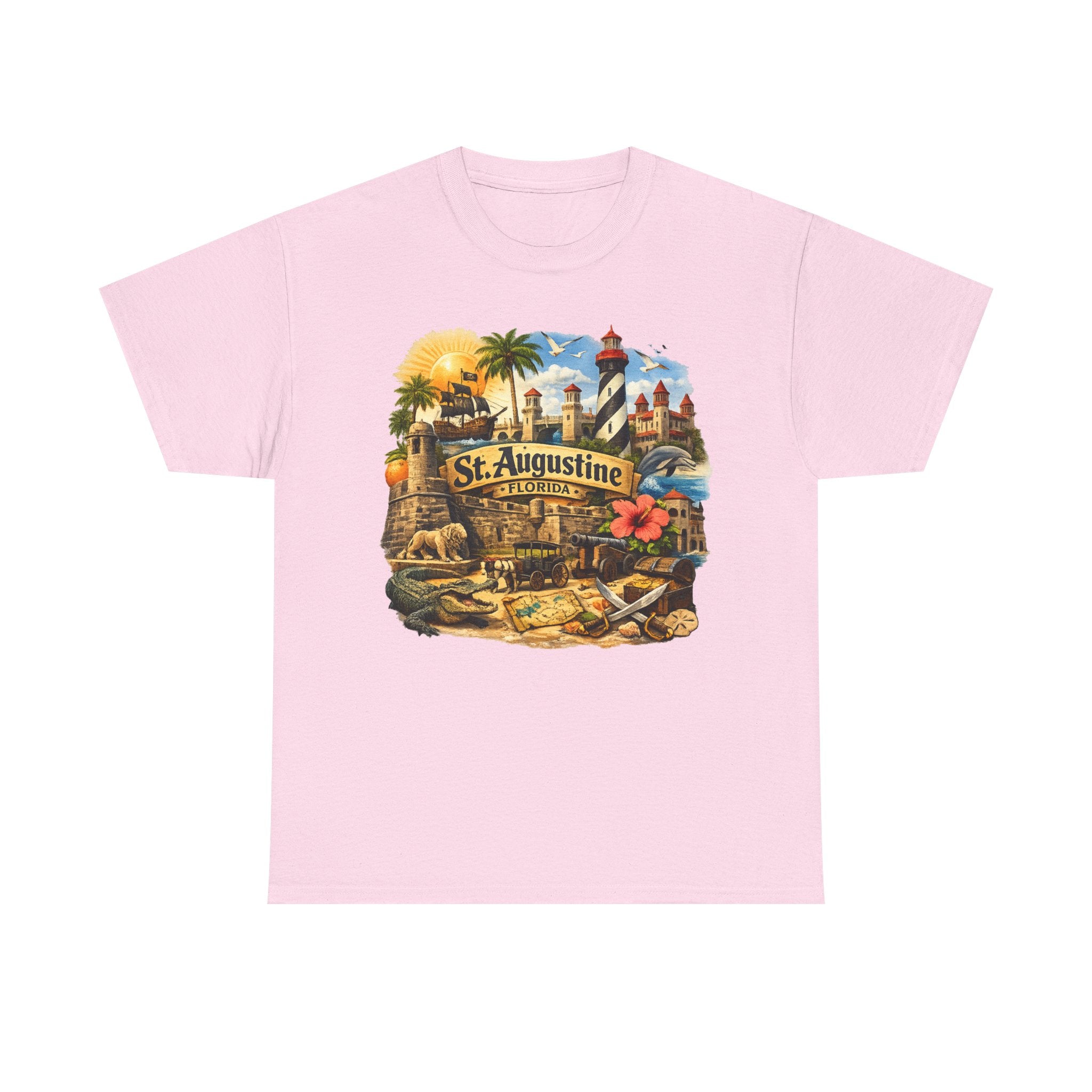 St. Augustine Florida Vintage Travel Tee — Retro Beach & Lighthouse Souvenir T-Shirt