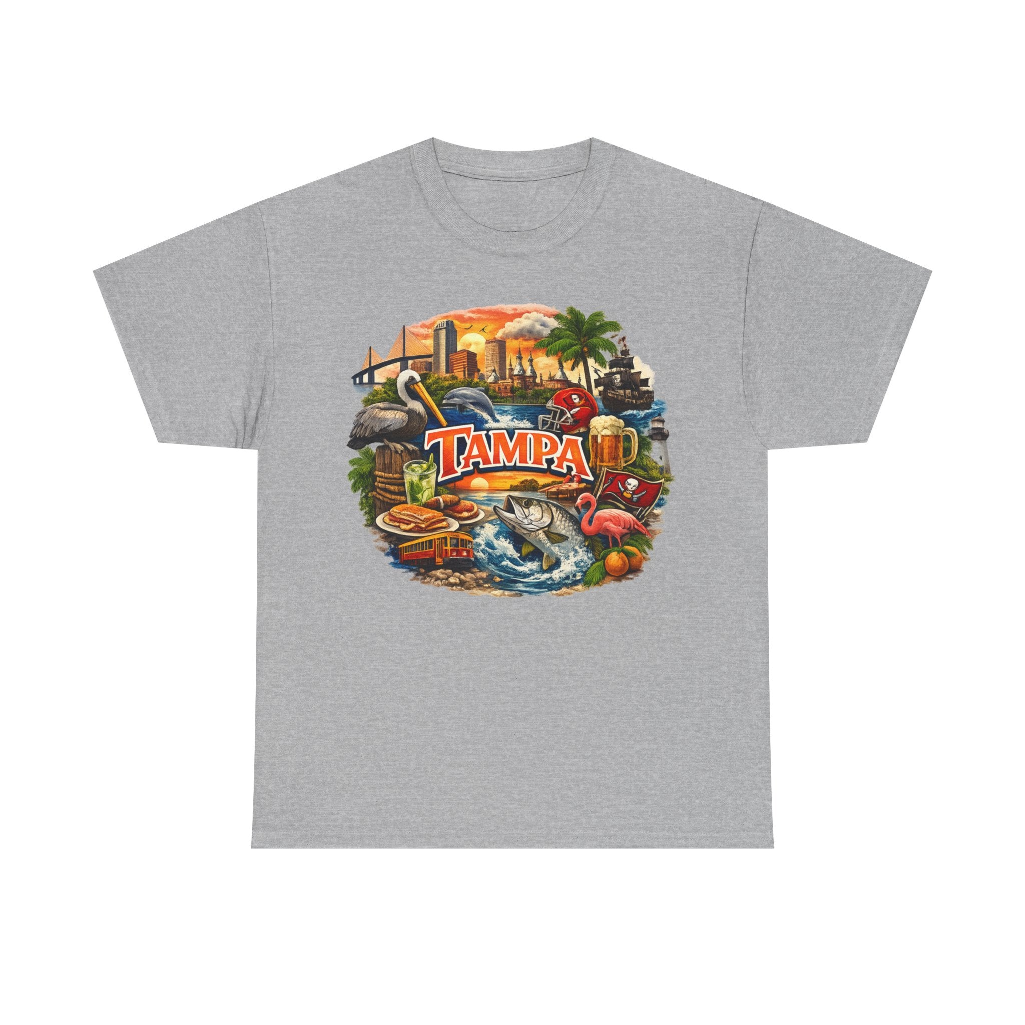 Tampa Florida Retro Scenic Tee — Vintage Beach, Skyline & Wildlife Graphic