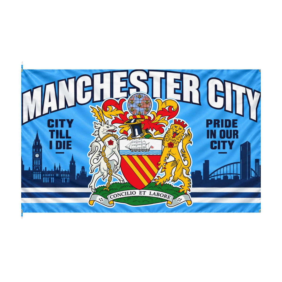 Manchester City Double-Sided Fan Flag – 'City Till I Die' Pride in Our City