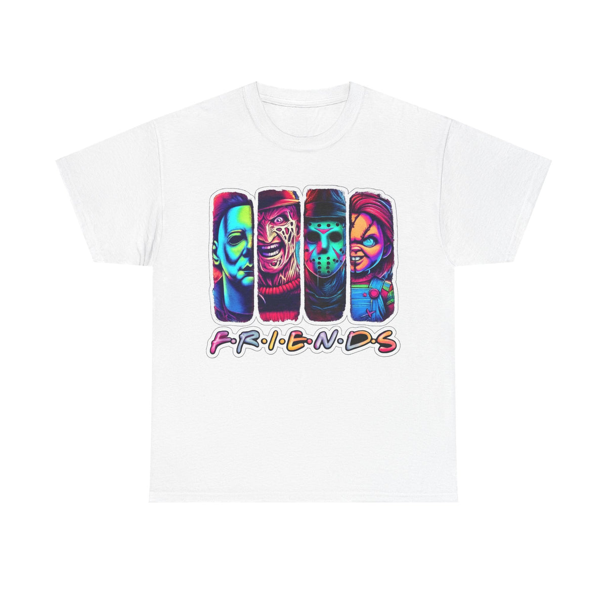 Halloween Horror Icons "Friends" T-Shirt — Neon Retro Slasher Tee