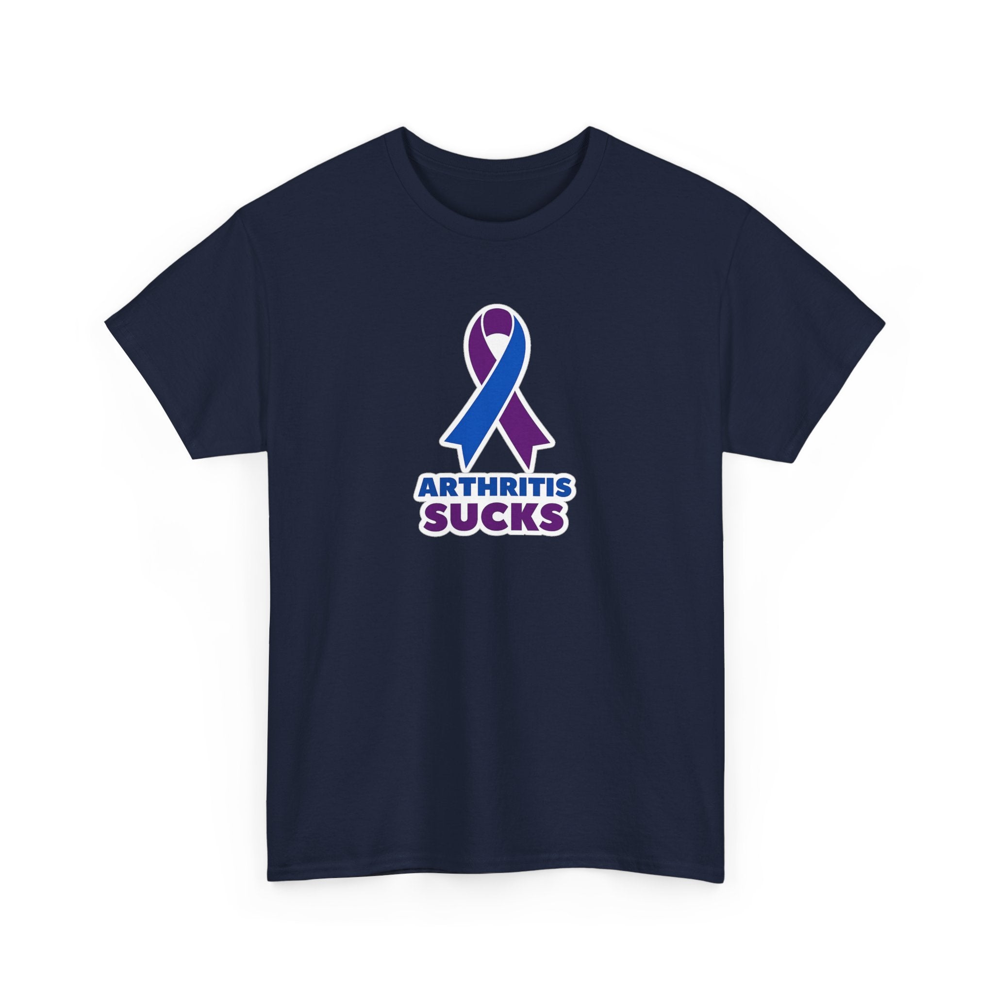 Arthritis Sucks Awareness T-Shirt — Purple & Blue Ribbon Support Tee