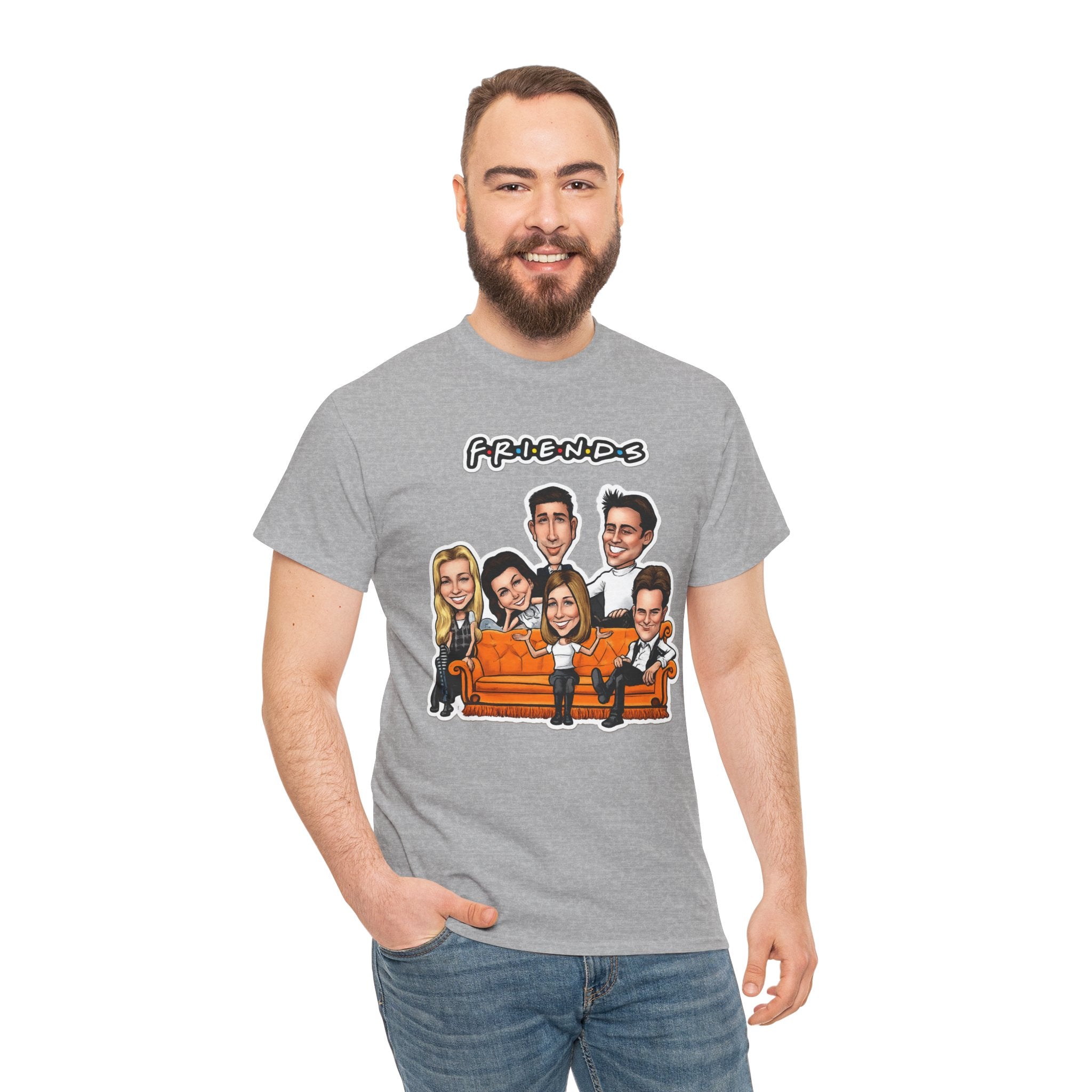 Friends TV Show Cartoon Cast T-Shirt — Iconic Couch Graphic Tee