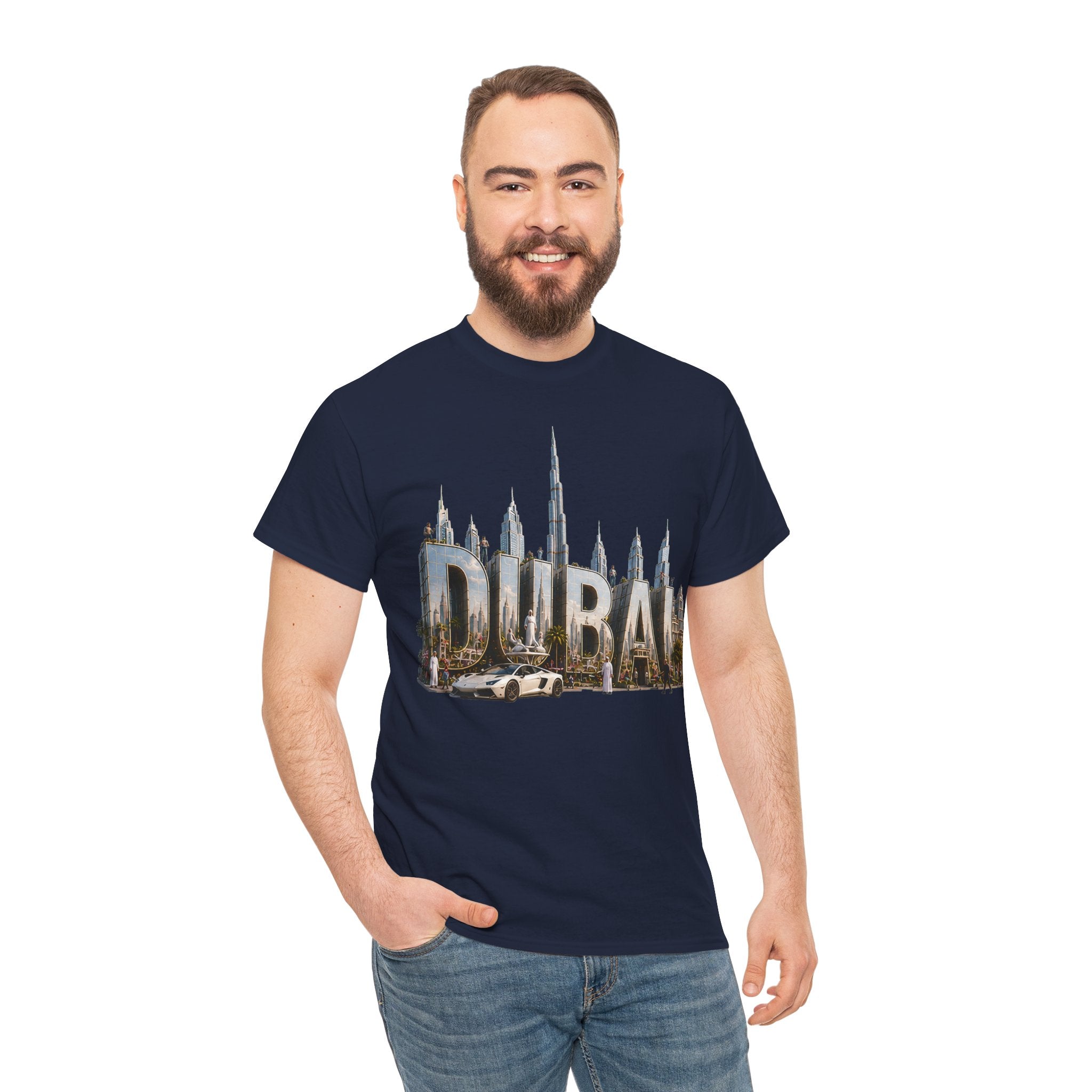 Dubai Skyline T-Shirt — Dubai Cityscape Graphic Tee with Burj Khalifa