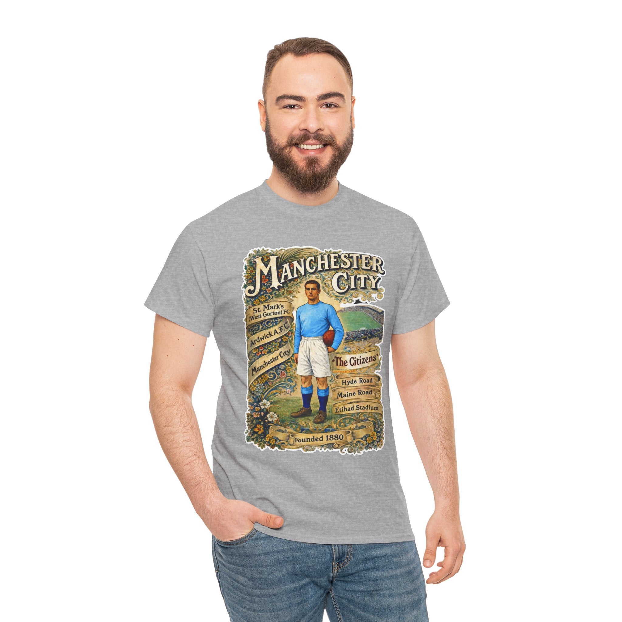 Manchester City Vintage Football Tee — Retro Soccer Graphic T-Shirt