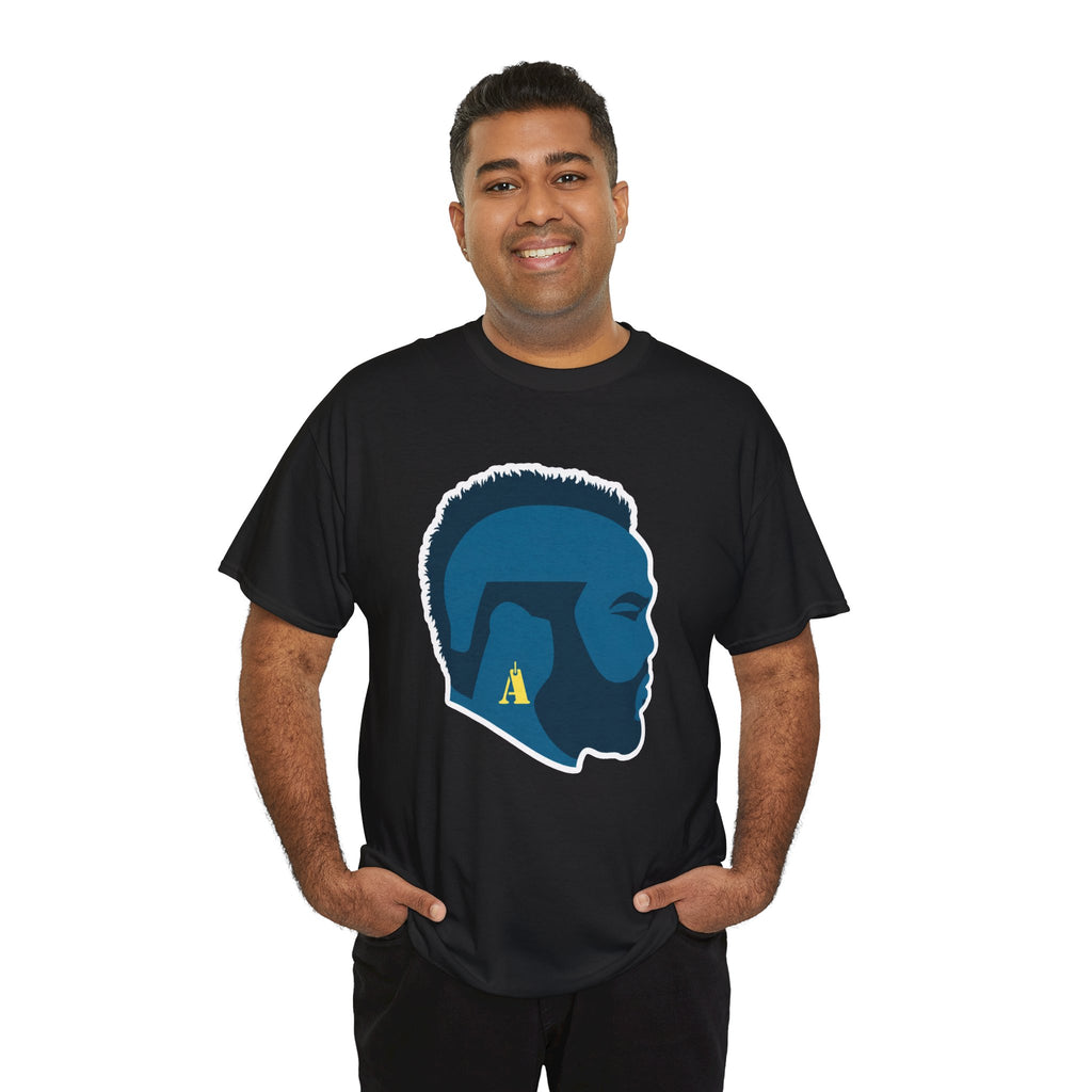Mr T Profile Silhouette T‑Shirt – Blue Head & Gold Earring Graphic