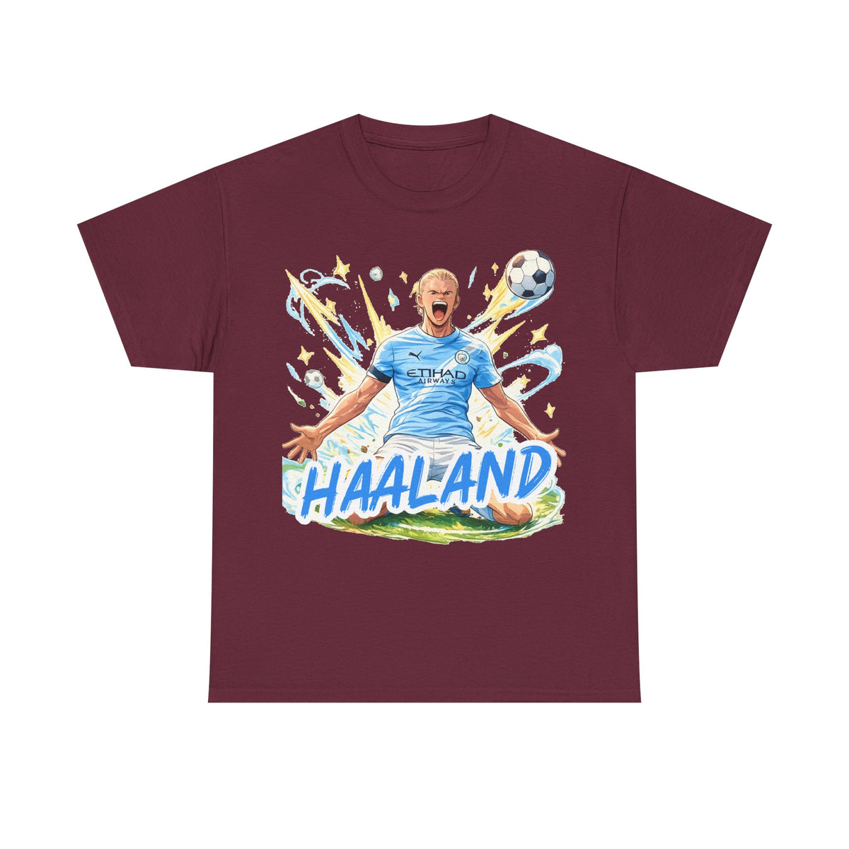 Erling Haaland Anime Fan Tee — Celebratory Football Player Graphic T-Shirt