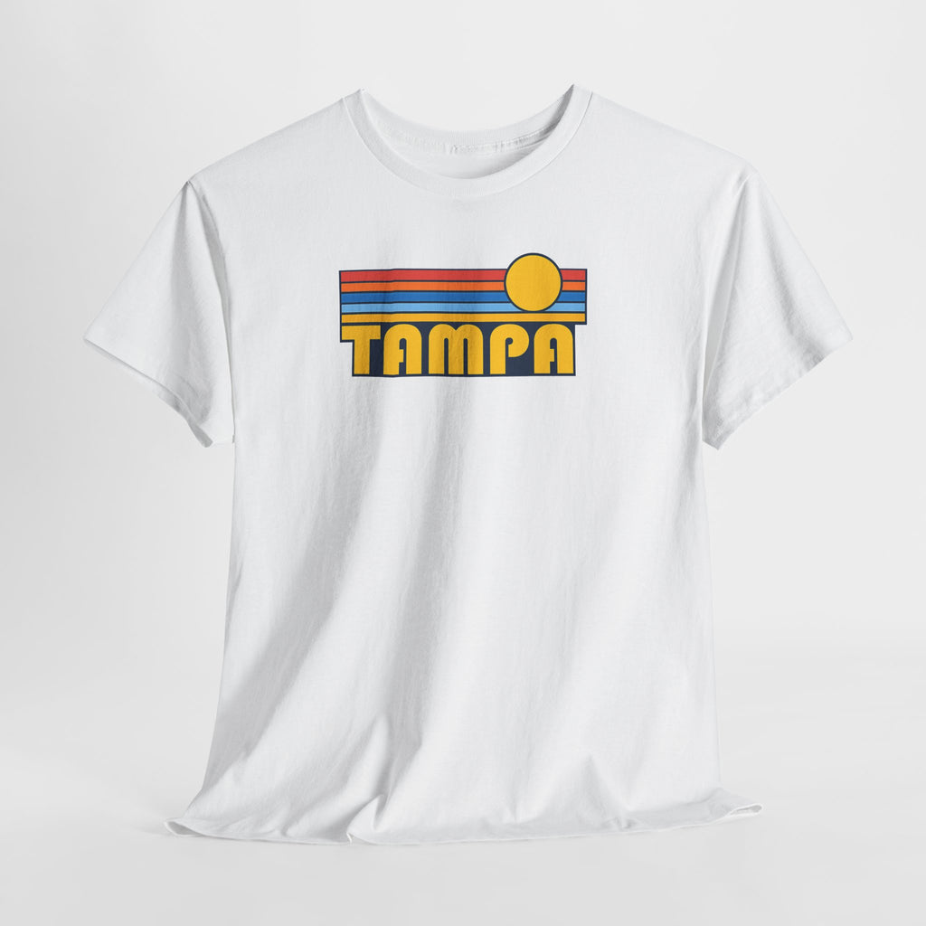 Tampa Retro Sunset T-Shirt — Vintage 70s Striped Beach Tee