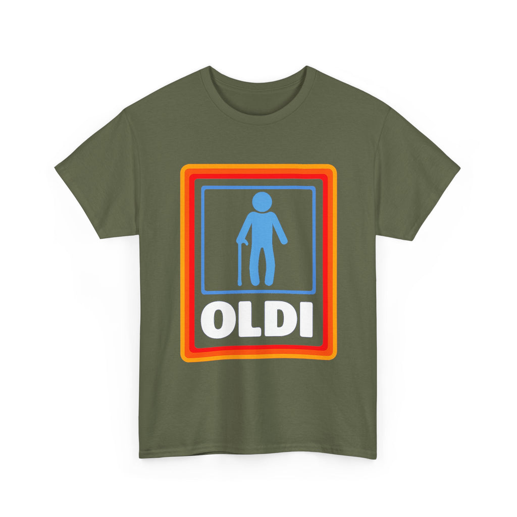 Oldi Retro Logo Tee — Funny Elderly Humour T-Shirt