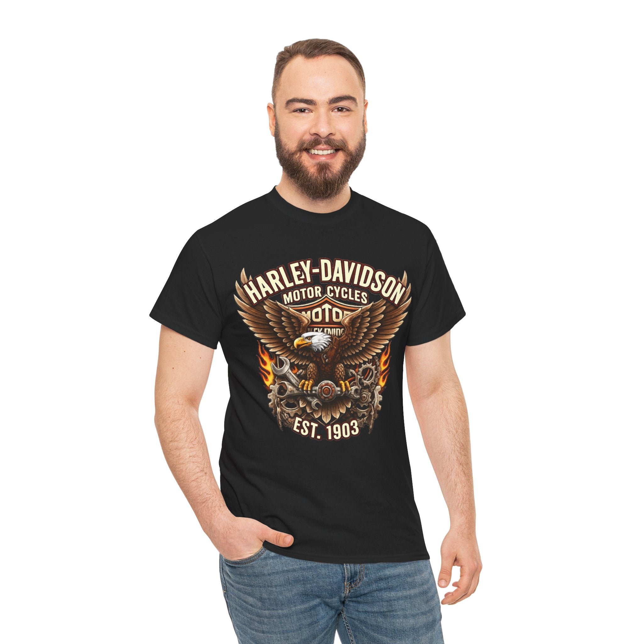 Harley-Davidson Eagle Flame Tee — Retro Motorcycle Graphic T-Shirt