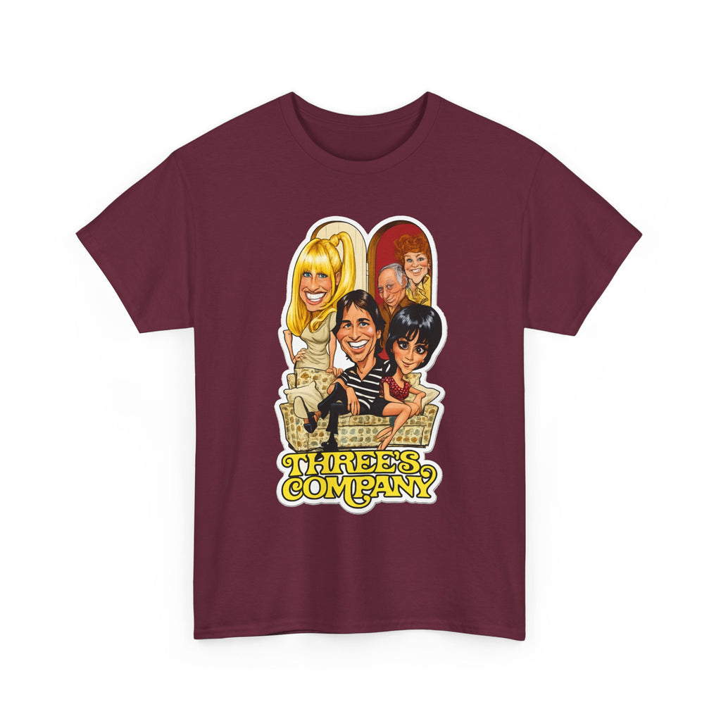 Three's Company Retro TV Tee — Vintage Sitcom Caricature T-Shirt
