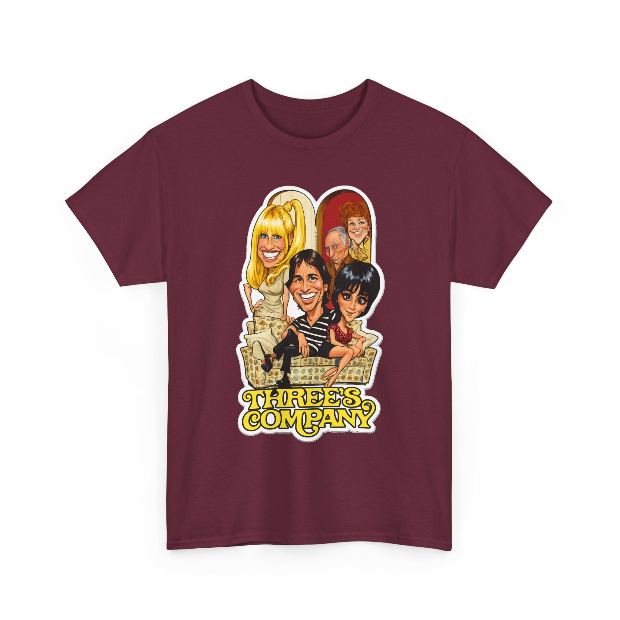 Three's Company Retro TV Tee — Vintage Sitcom Caricature T-Shirt