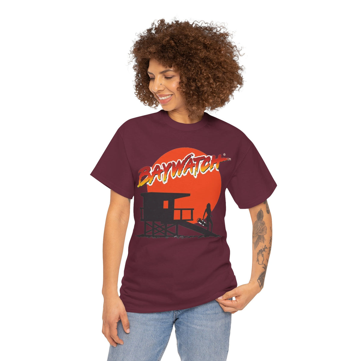 Baywatch Lifeguard Sunset Cotton T-Shirt