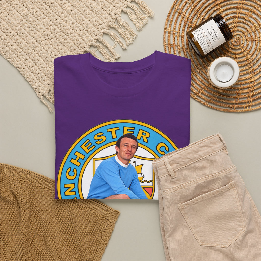 Mike Summerbee Manchester City Vintage Soccer Tee — Retro Player Crest Graphic