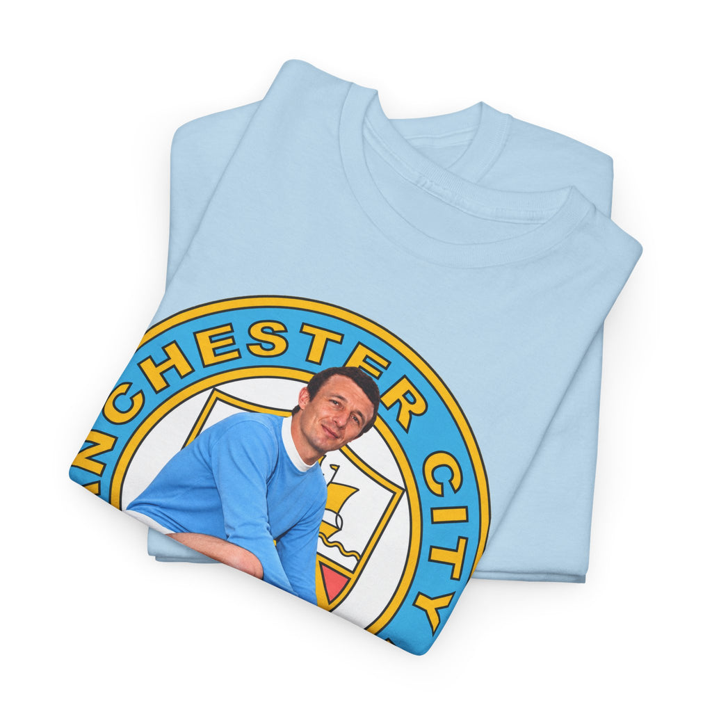 Mike Summerbee Manchester City Vintage Soccer Tee — Retro Player Crest Graphic
