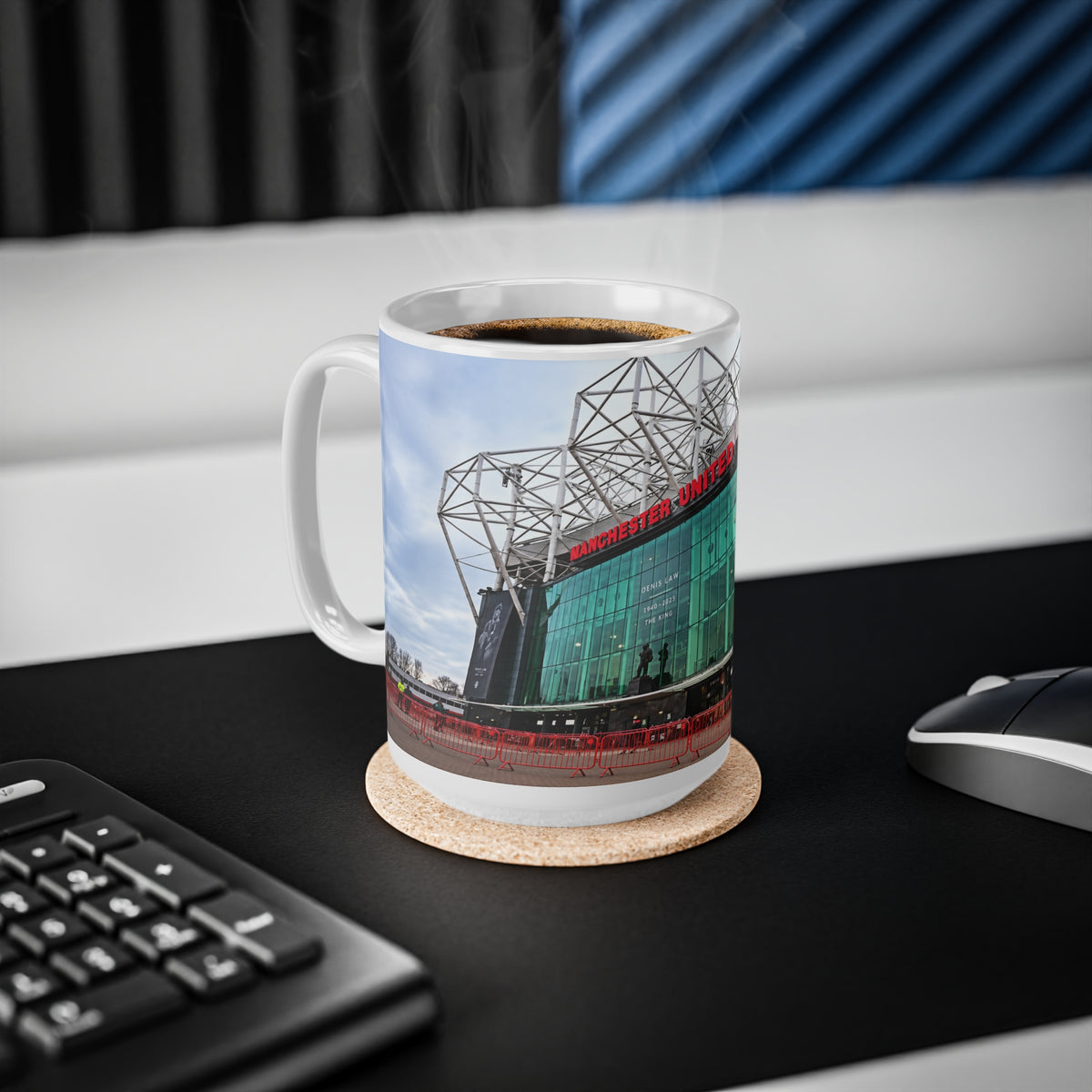 Manchester United Old Trafford Stadium Photo Mug — Ceramic Coffee Cup (11oz & 15oz)