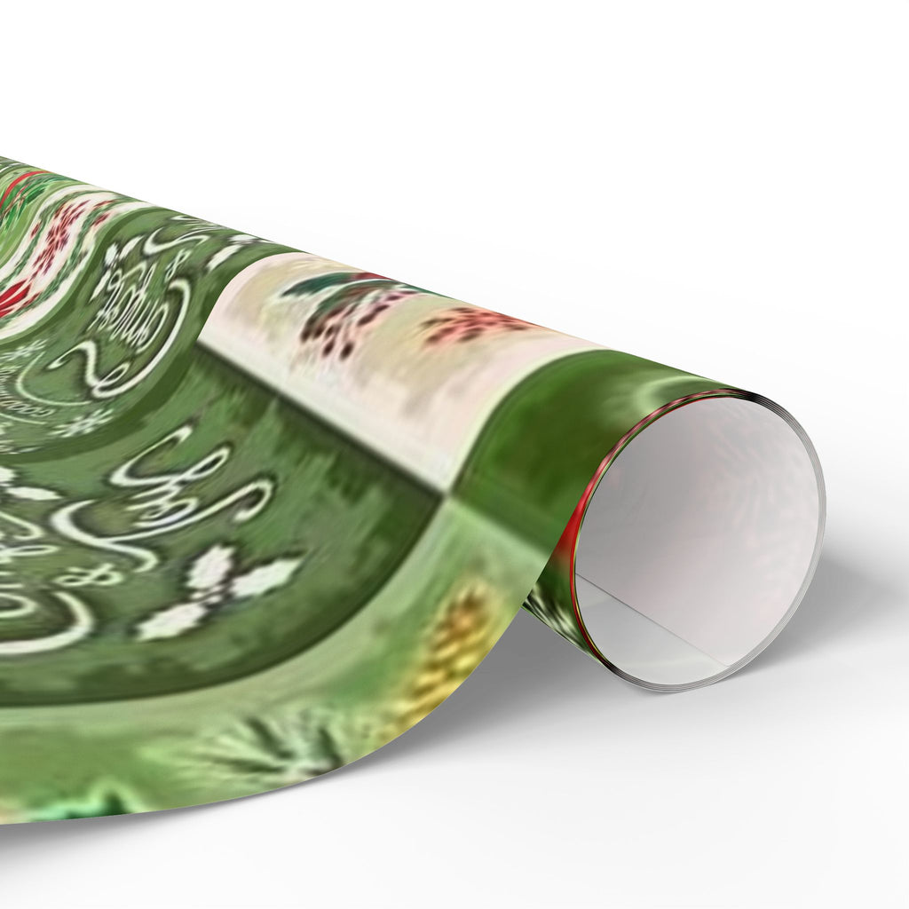 Christmas Patchwork Wrapping Paper Roll — Joy & Peace Holiday Gift Wrap