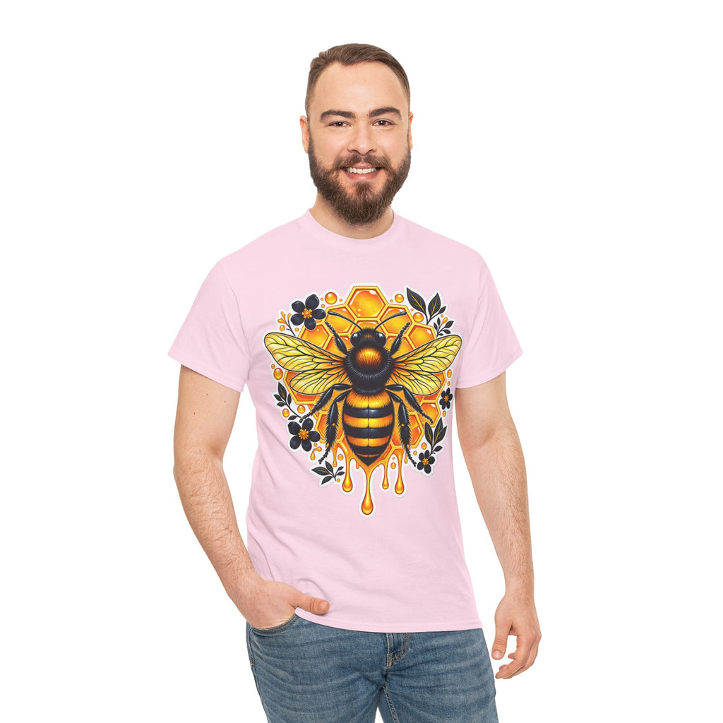 Manchester Bee Honeycomb T‑Shirt — Floral Dripping Honey Graphic Tee