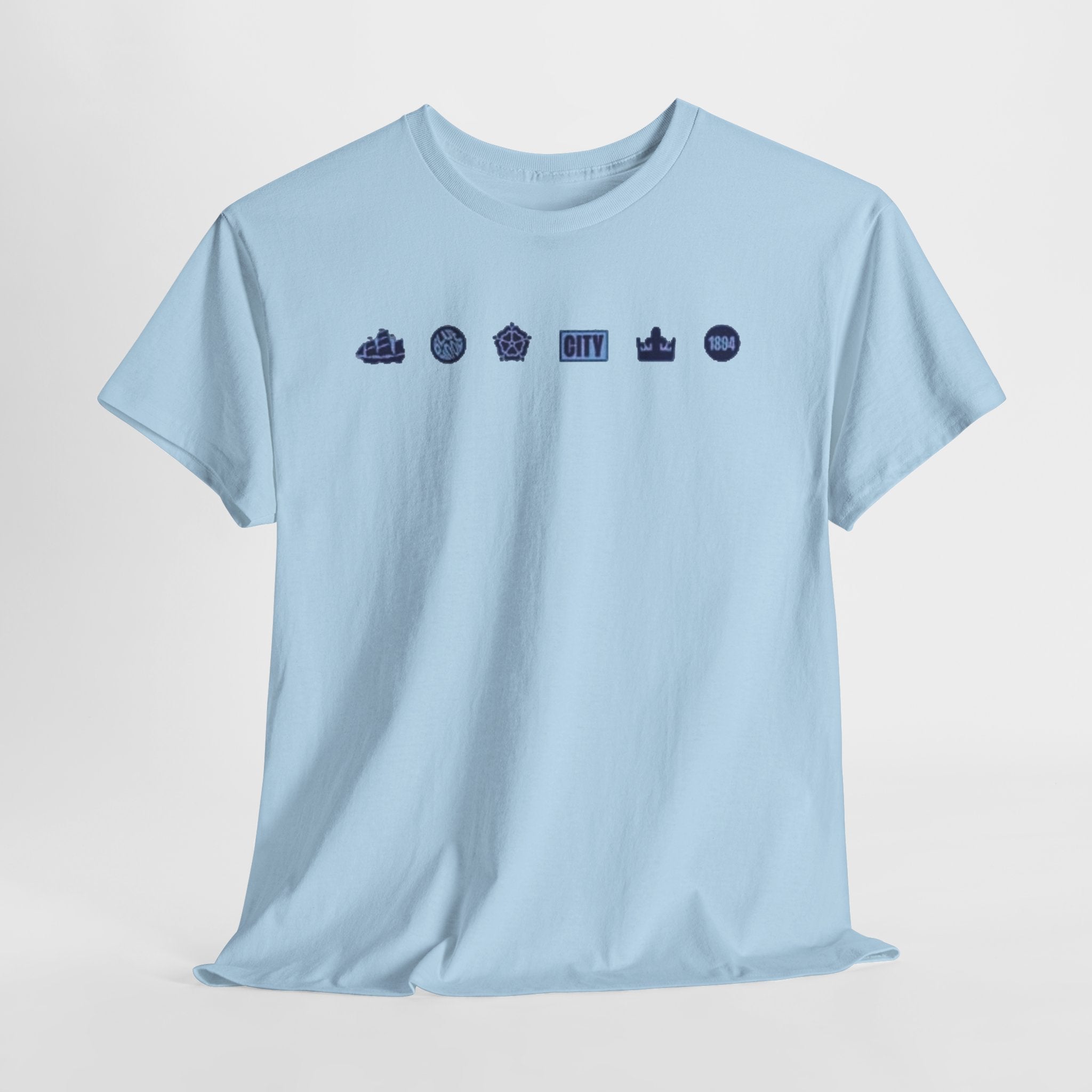 Manchester City Minimal City Icons Tee — Navy Skyline Icons Chest Print