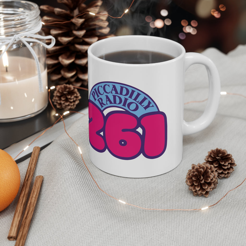 Piccadilly Radio 261 Retro Logo Mug — 11oz & 15oz Ceramic Coffee Cup