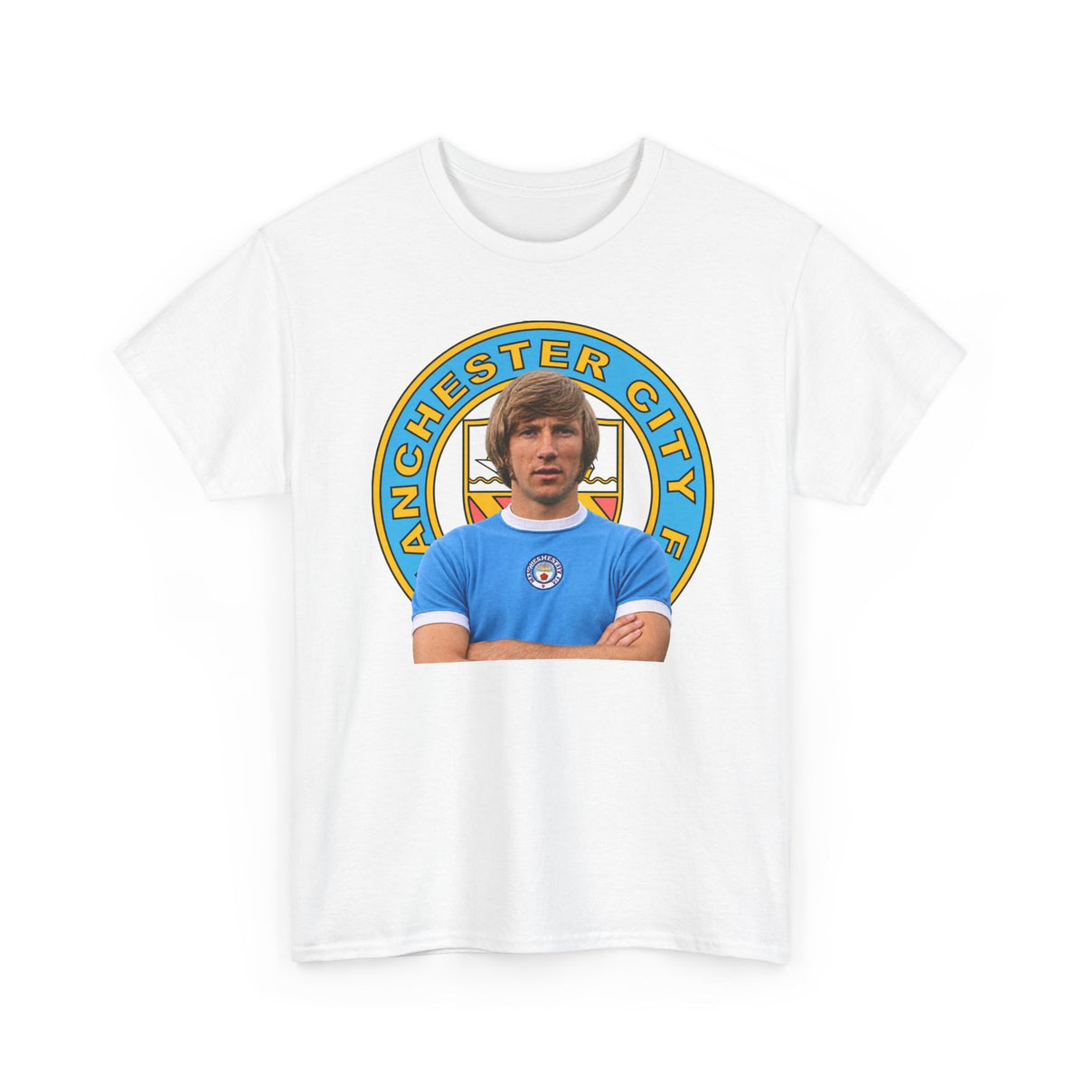 Colin Bell Manchester City Legend Cotton Tee — Retro Player Graphic