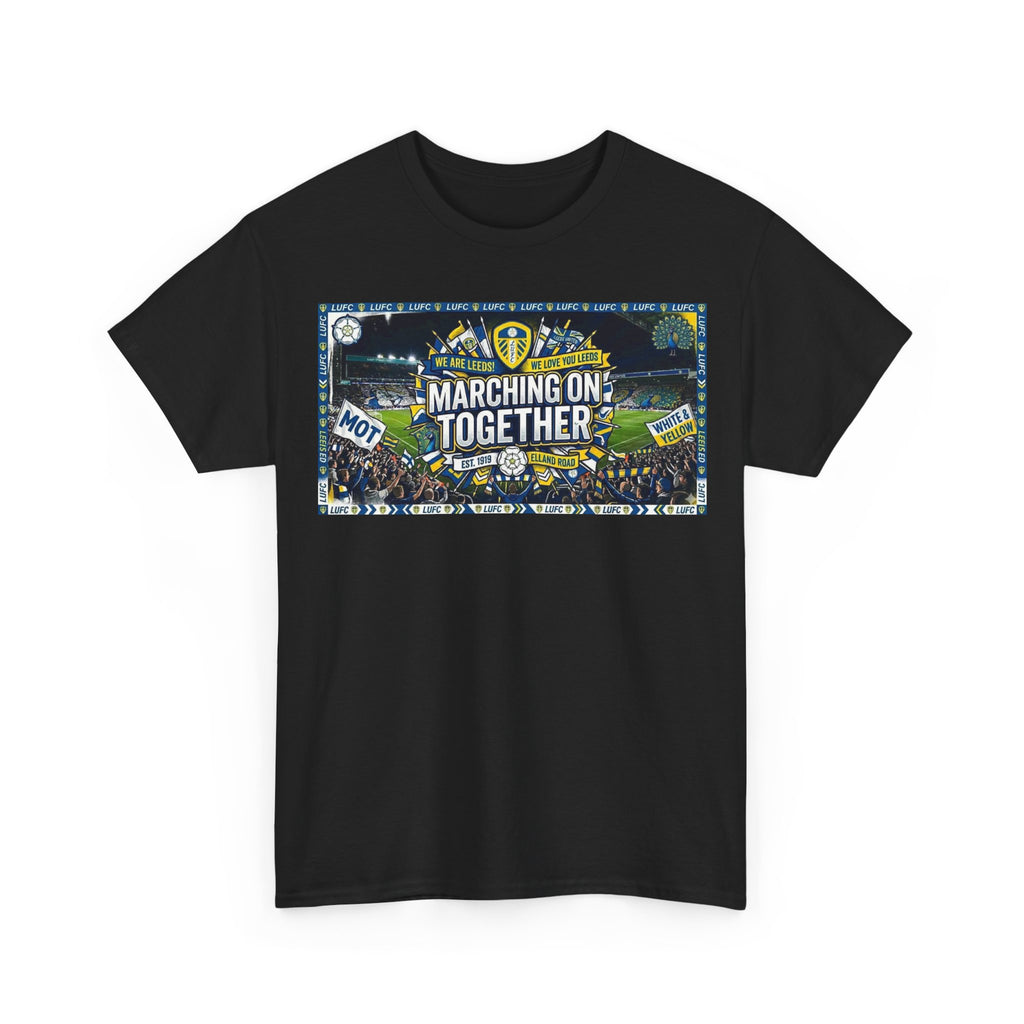 Leeds United T-Shirt — "Marching On Together" Fan Tee (Soccer Supporter Graphic)