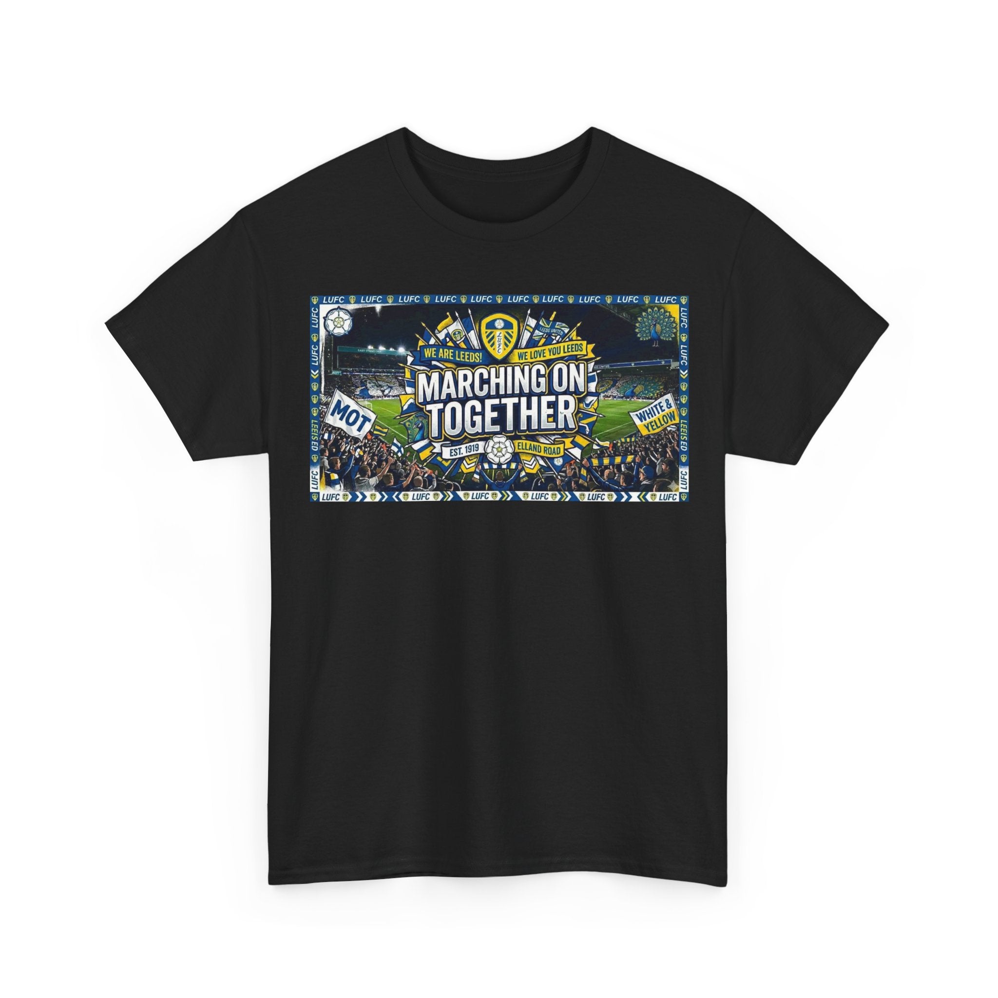 Leeds United T-Shirt — "Marching On Together" Fan Tee (Soccer Supporter Graphic)