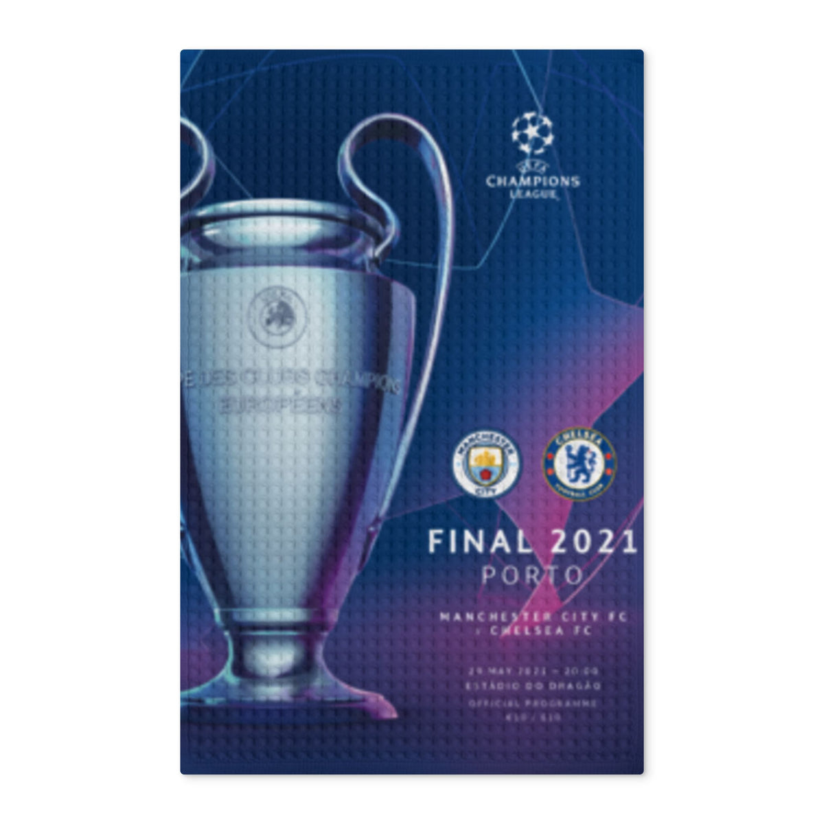 2021 Champions League Final Programme Cover Inspired Waffle Double-Sided Tea Towel