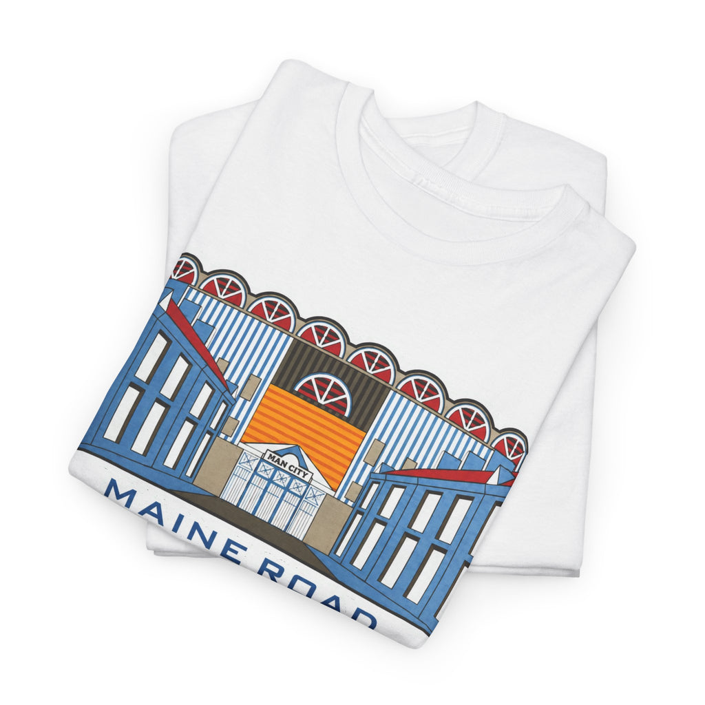 Maine Road 1923–2003 Cotton T-Shirt — Vintage Stadium Illustration Tee