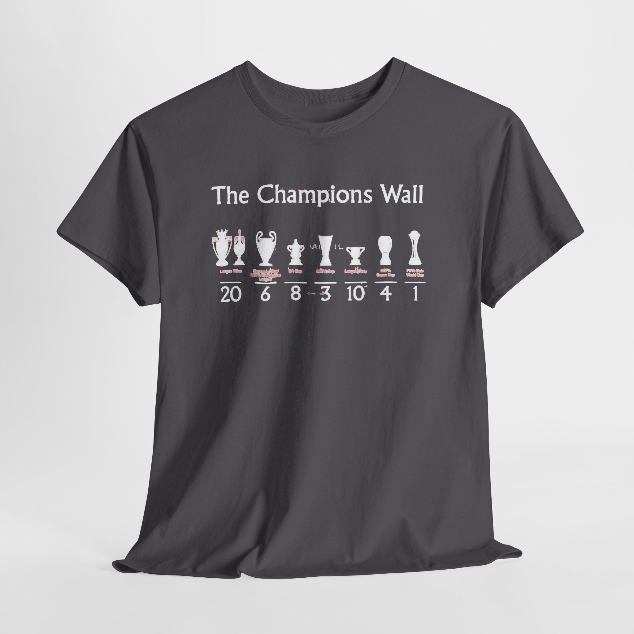 Liverpool The Champions Wall T-Shirt – Soccer/Football Trophy Timeline Tee