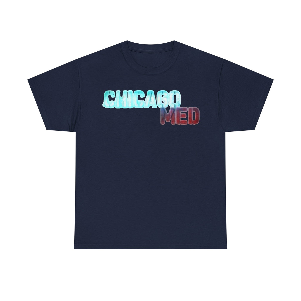 Chicago Med Inspired Graphic Tee — Retro Blue & Red Text Cotton T-Shirt