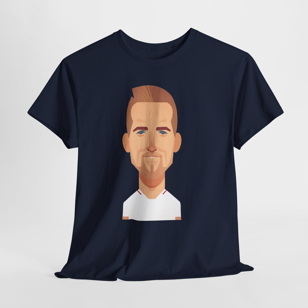 Harry Kane England Caricature Portrait Tee — Minimal Male Face Graphic Cotton T-Shirt