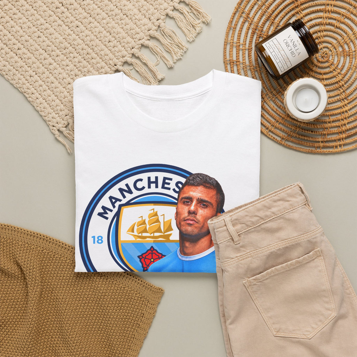 Rodri Manchester City Legend Football Tee — Player Portrait Soccer Shirt