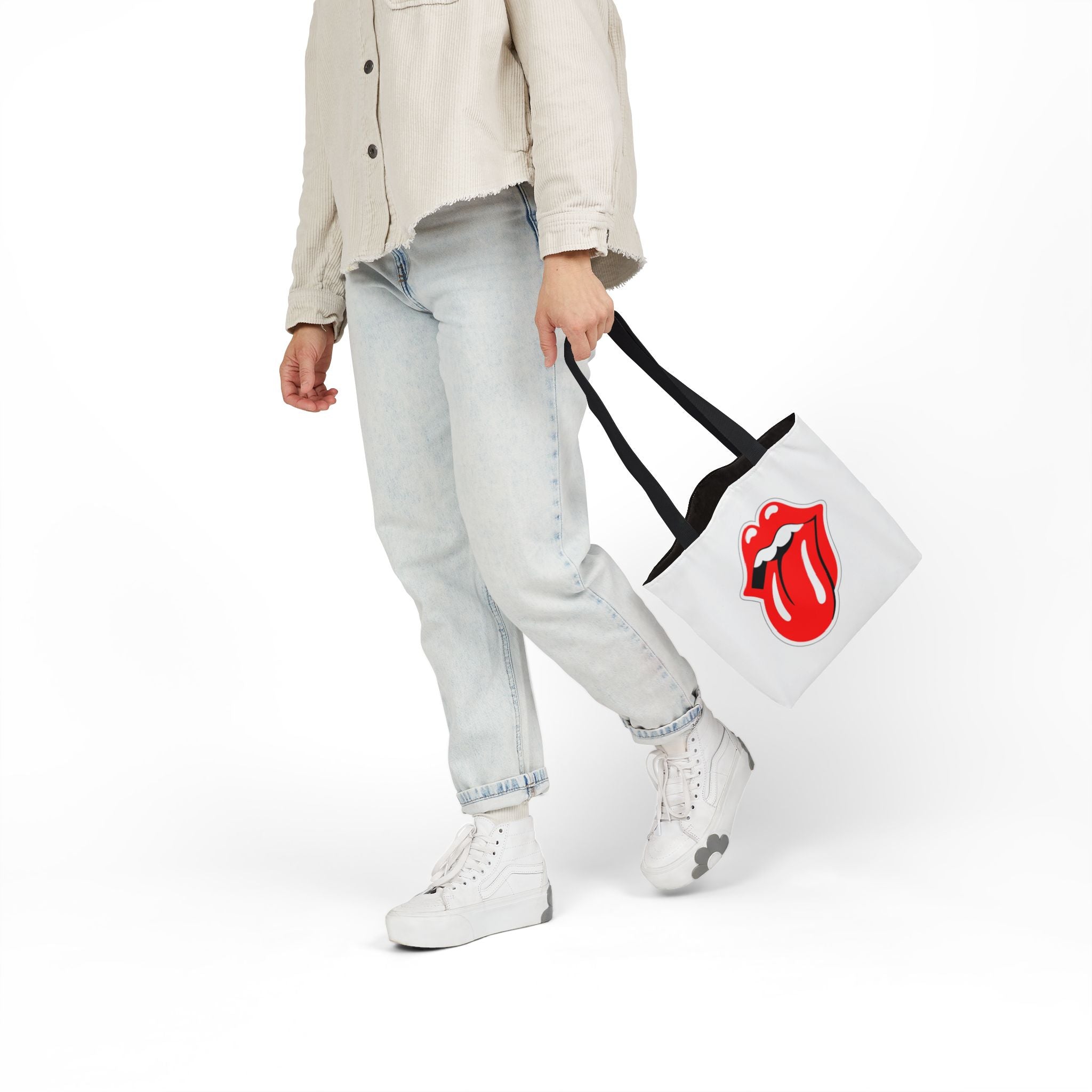 Rock & Roll Tongue Canvas Tote Bag — Retro Lip Graphic
