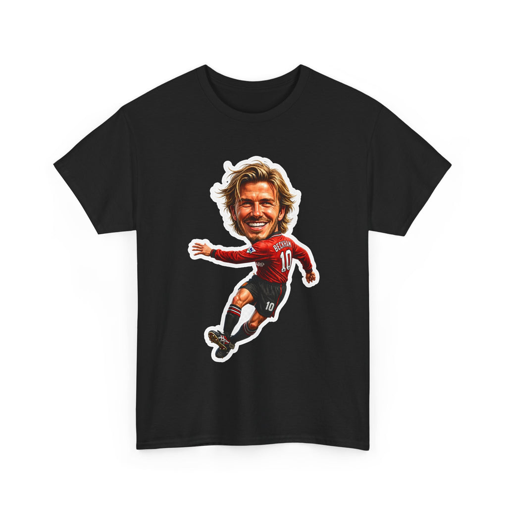Beckham Caricature Cotton T-Shirt — Retro Football Player Graphic Tee