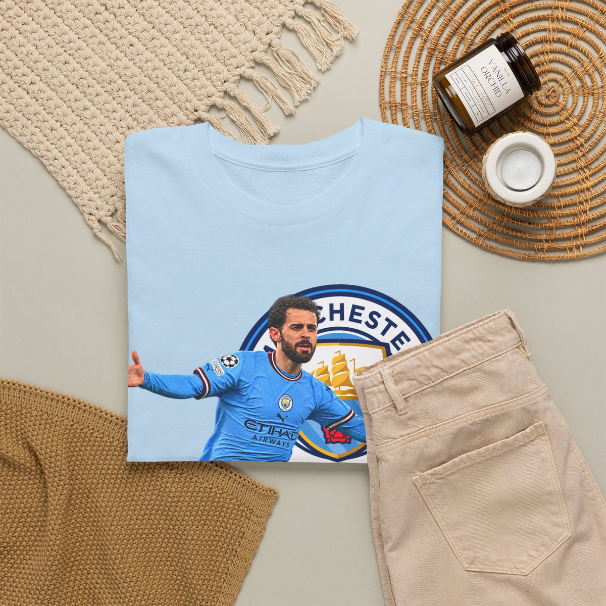 Bernardo Silva Manchester City Football Club Graphic Tee — Celebratory Player Design