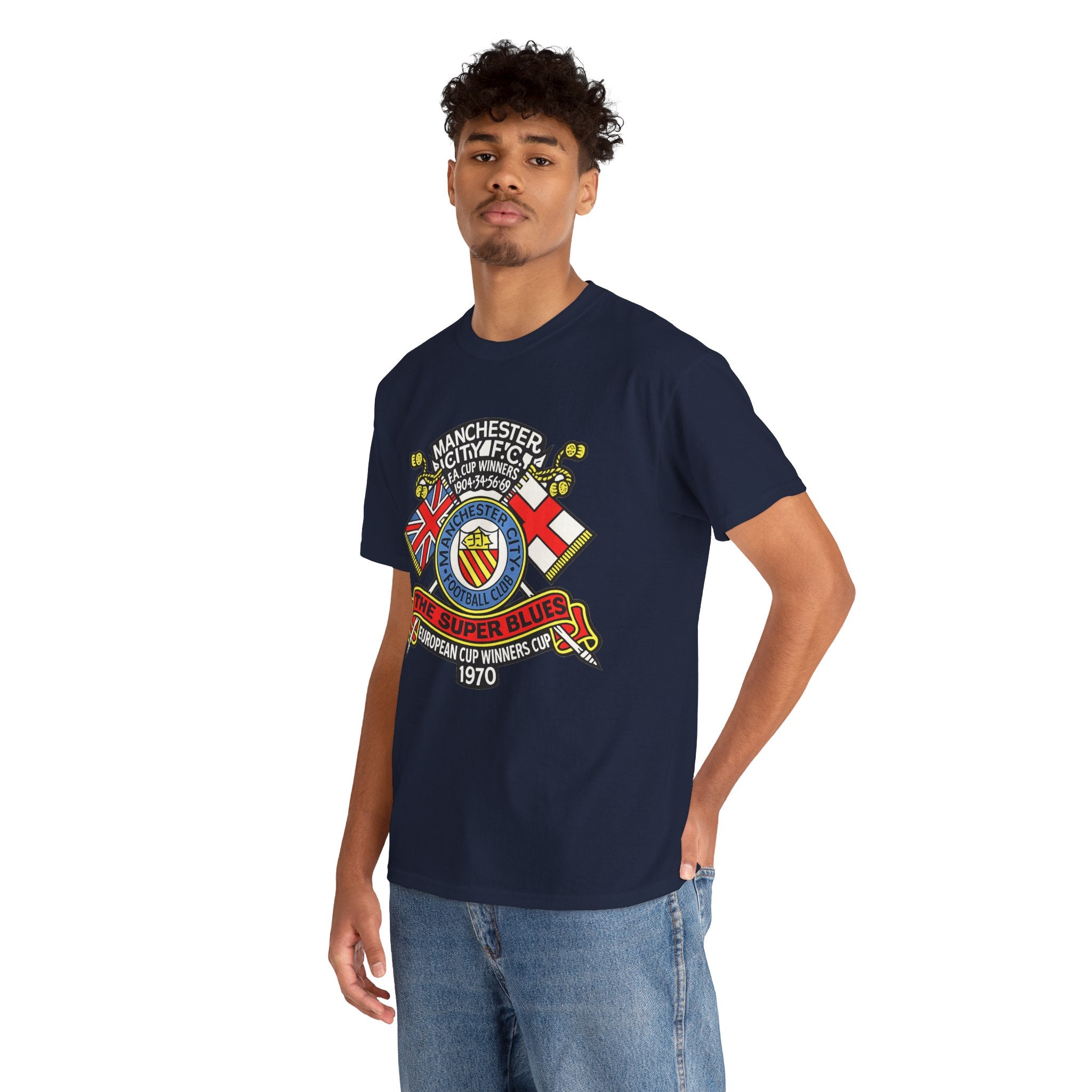 Manchester City Vintage Crest Tee — 'The Super Blues' 1970 European Cup Winners