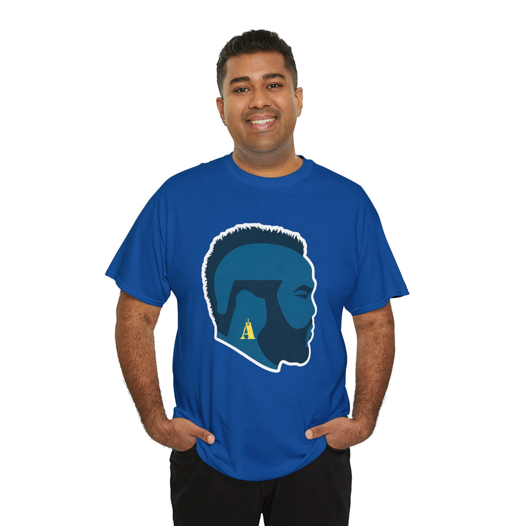 Mr T Profile Silhouette T‑Shirt – Blue Head & Gold Earring Graphic