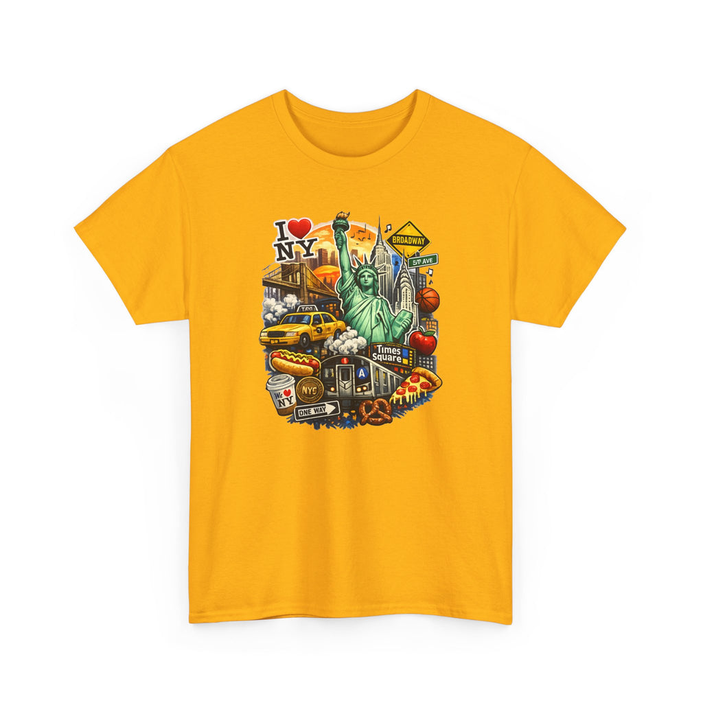 New York City Icons T-Shirt — Statue of Liberty, Taxi & I  NY Collage Tee