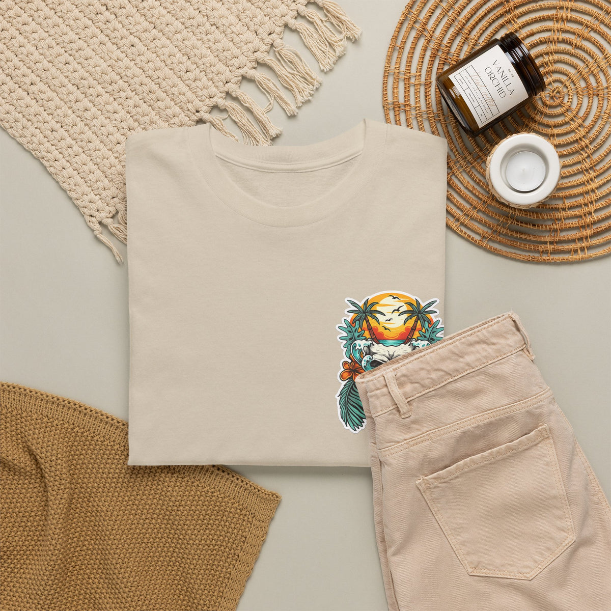 Tropical Skull Tee — Sunset Palm Beach Skull T-Shirt