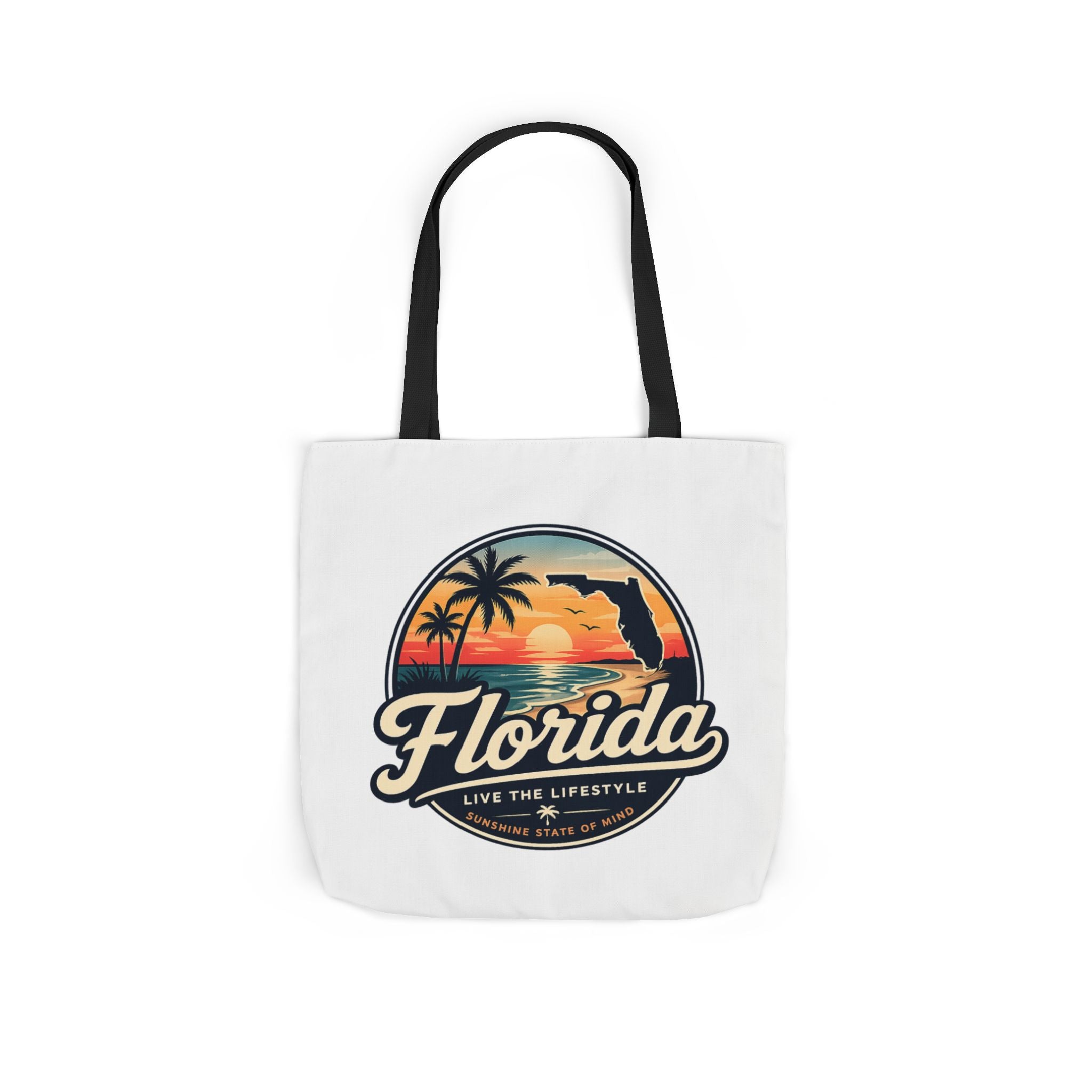 Florida Sunset Canvas Tote Bag — Retro Palm Beach Design