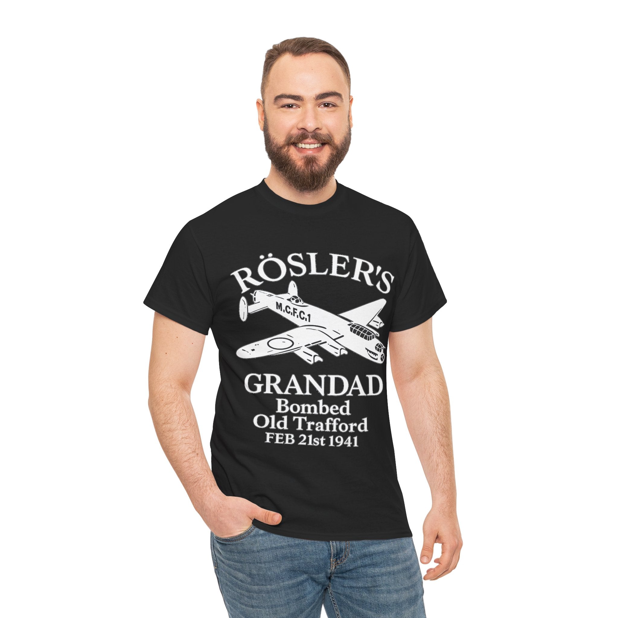 Rösler's Grandad Bombed Old Trafford Tee — WWII Tribute Military Plane Shirt (Feb 21, 1941)
